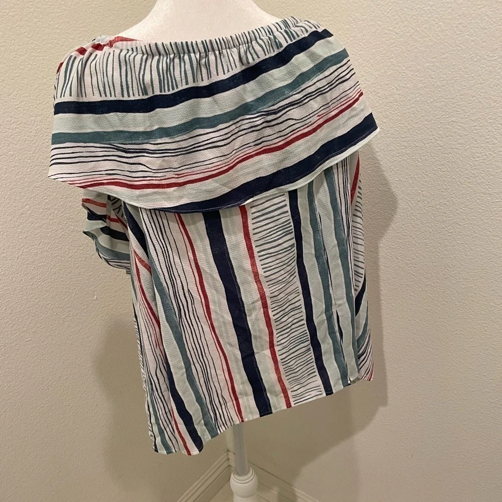 Lane Bryant Women’s Blouse Off Shoulder Stripe Pattern Size 14/16 - Picture 4 of 7